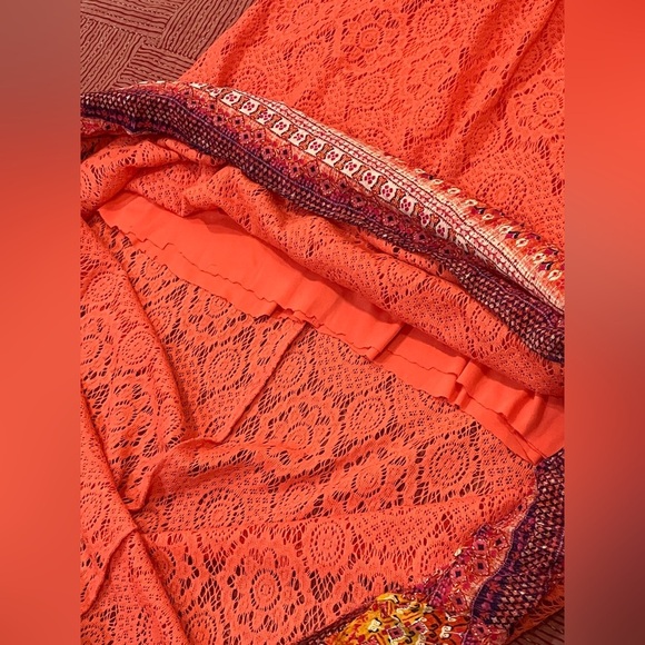 Maurices women’s large Orange crochet Patterned A-Line Skirt - Picture 11 of 16